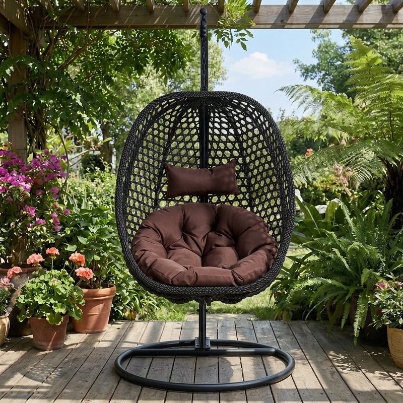 Fauteuil à œufs en osier avec support Charlie / Jade Charlie-Jade, Vert