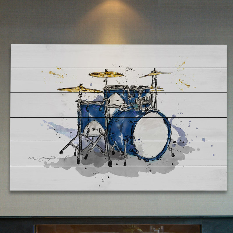 « tambour bleu royal » par marie réveillon pharand, reproduction d’art sur bois blanc, H 40 po x l 60 po x P 1,5 po