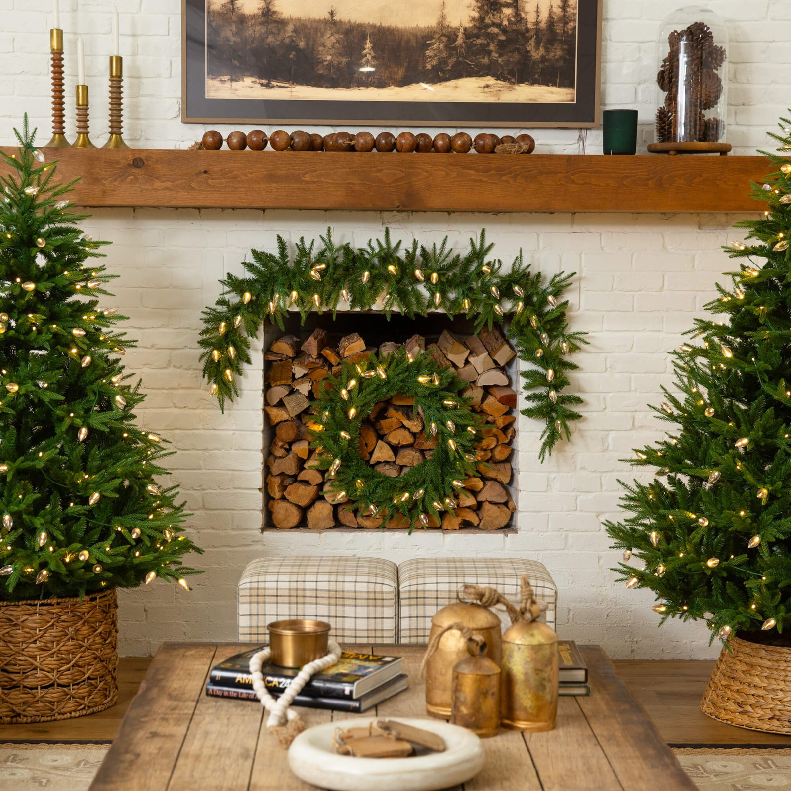 6Ft. Pre-Lit Artificial Luxembourg Pine Christmas Garland With 35 Multicolored Traditional Bulb LED Lights