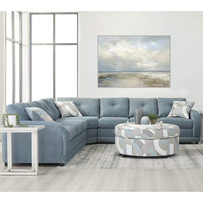  23600 3-Piece Queen Sleeper Sectional Sofa, Cruiser Aquamarine, Cruiser Aquamarine Polyester
