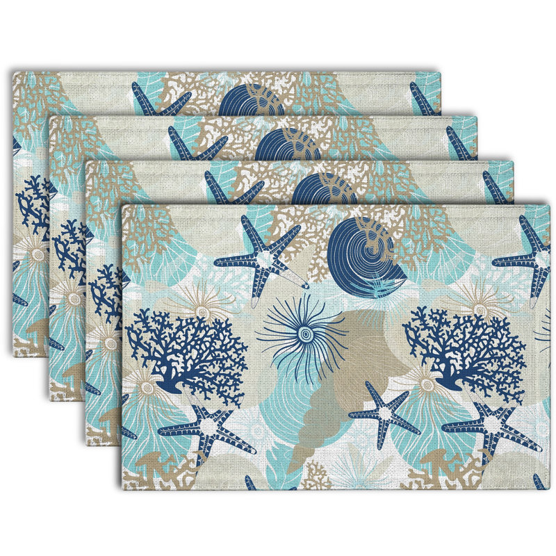 4-Piece Polyester Rectangle Dining Table Placemat