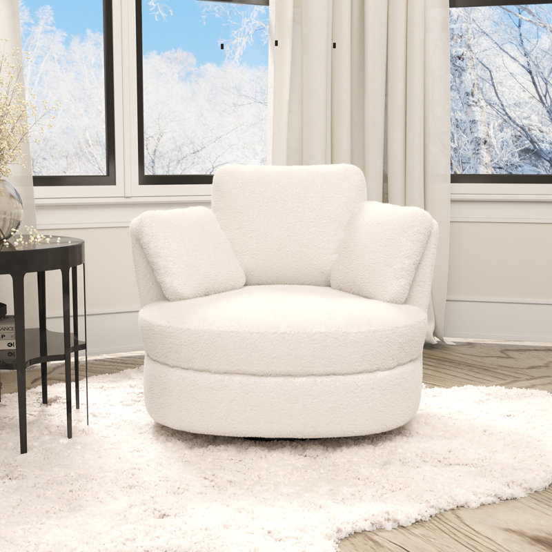 Fauteuil pivotant rembourré 40,35 po, Ivoire ivoire