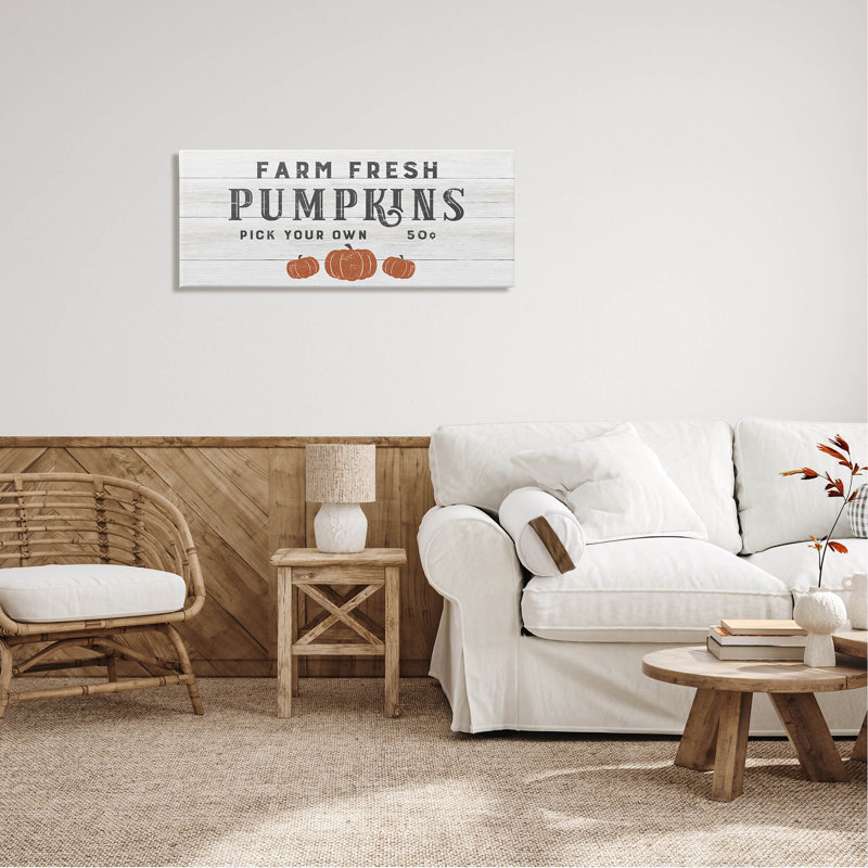 «Farm Fresh Pumpkins Country Sign», art mural par CAD Designs, H 17 po x l 40 po x P 1,5 po