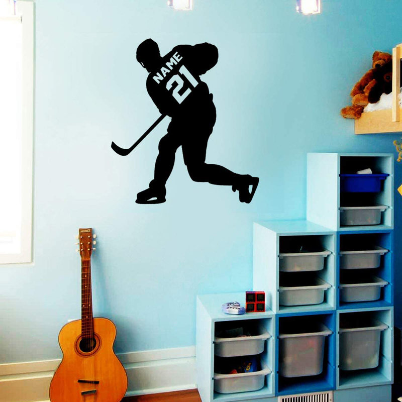Adhésif décoratif hockey, H 19,5 po x l 18 po, Noir, Oui