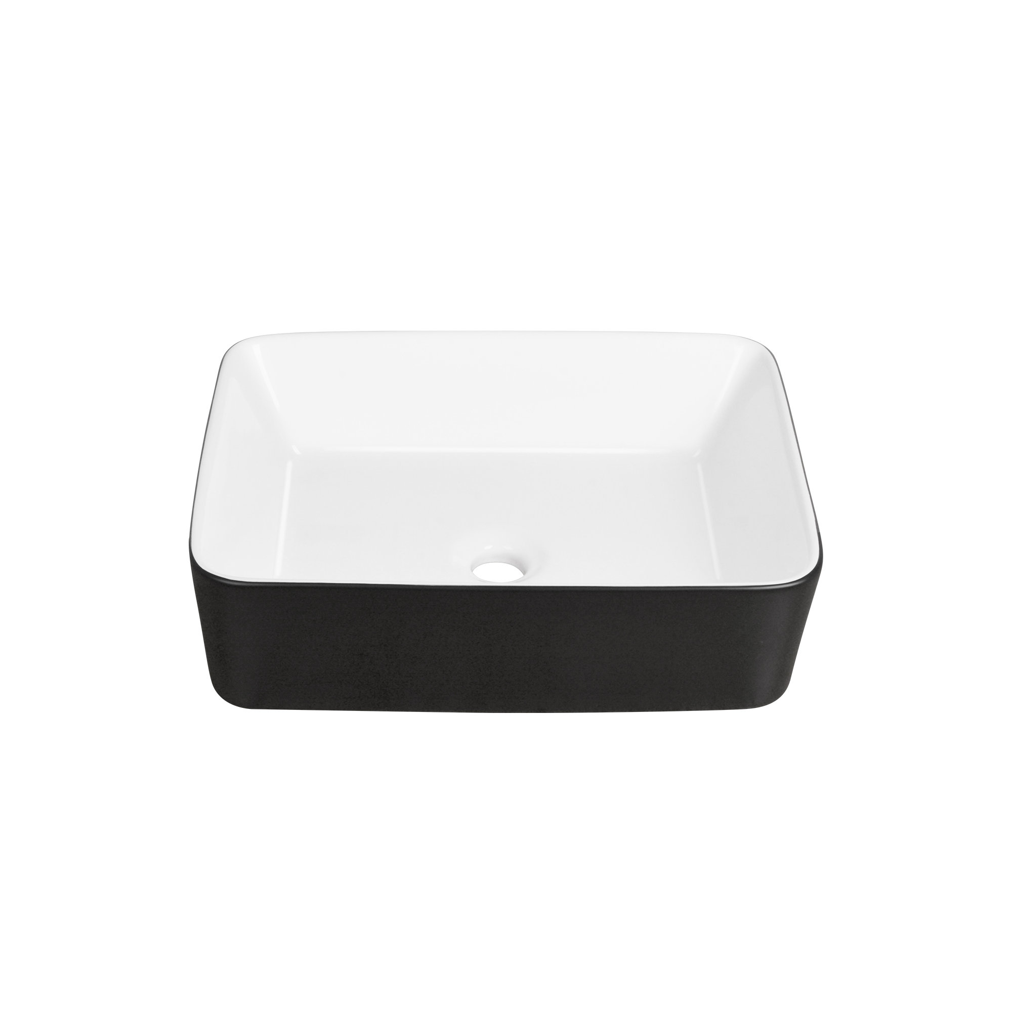 DeerValley Ally 19" x 15" Vitreous China Rectangular Bathroom Sink Vessel Sink, White/Black