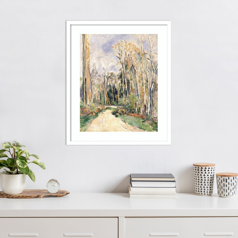 «Path at the Entrance of the Forest» par Paul Cezanne, impression d'art mural en bois, Blanc, H 25 po x l 21 po