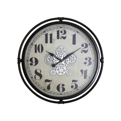 32" Industrial Bronze Clock With Open Moving Gears