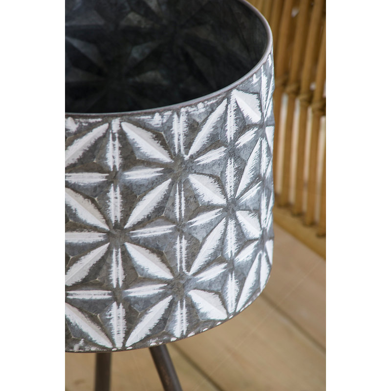 Ensemble de 2 pots à fleurs en métal, pot de ferme rond gris galvanisé