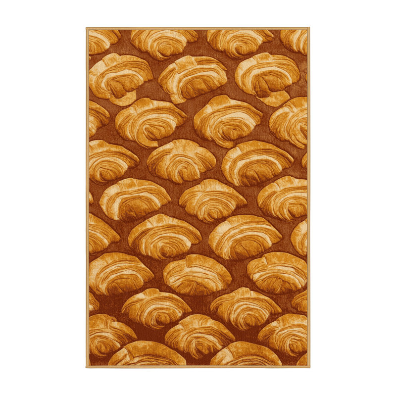 Washable Croissant Desserts Area Rug, Rectangle 7' x 9'