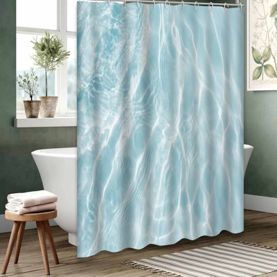 Rideau de douche bleu imperméable, rideaux de douche pour la salle de bain avec 12 crochets
