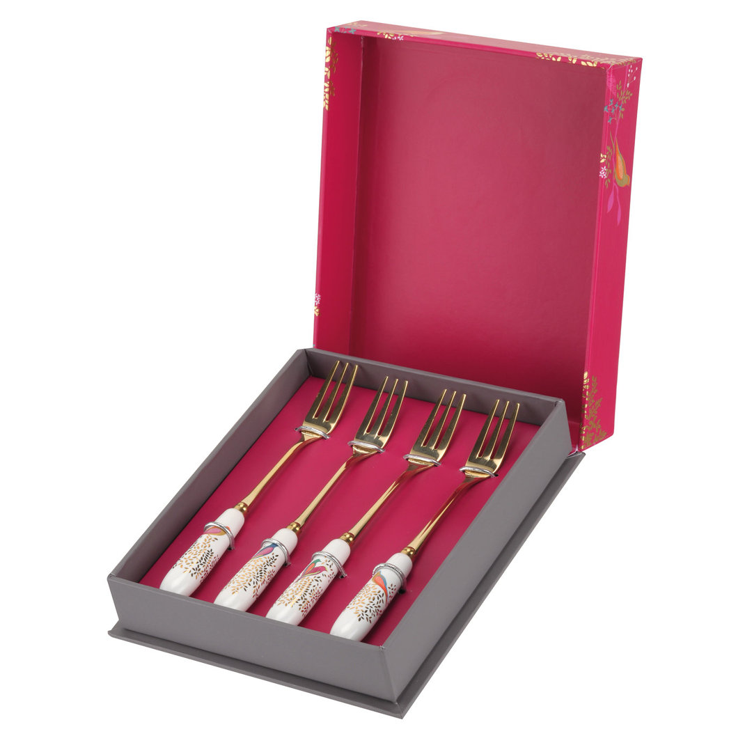 Sara Miller Chelsea Portmeirion Sm Chelsea Collection Pastry Forks 6" S/4 Assorted Portmeirion