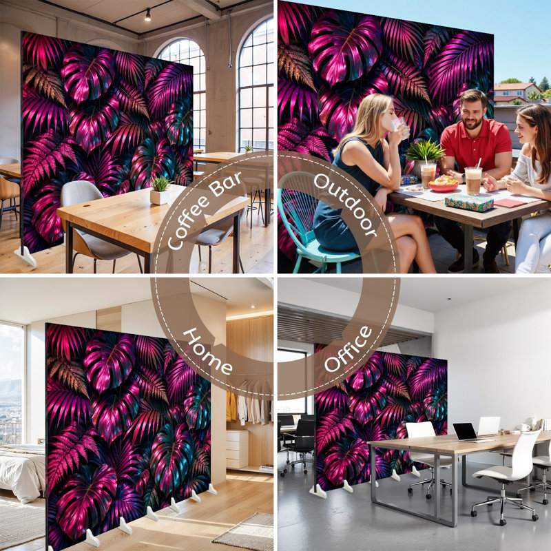 Cloison pliante 6 panneaux paravent Royal Vibrant Rainforest Jungle, 6, 71" H x 96" W x 1" D