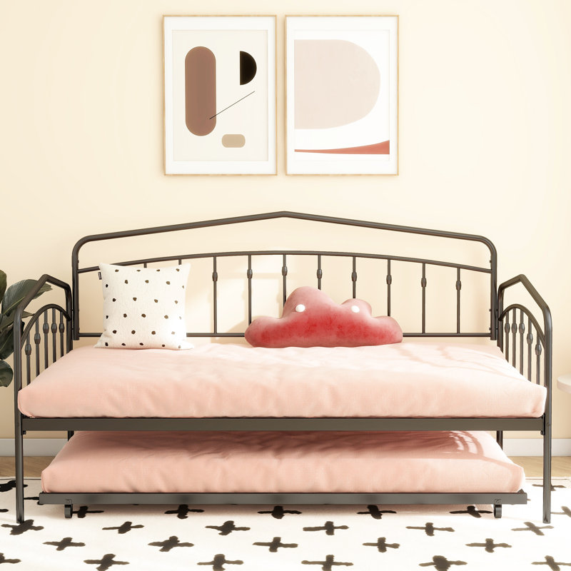 Twin Daybed With Trundle, Black - Metal, Bedroom Observable Regal