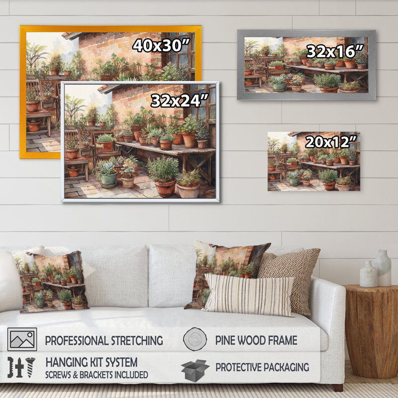 Rumjana " Cottage Balcony Garden V ", Black Picture Framed, 12" H x 20" W x 1" D
