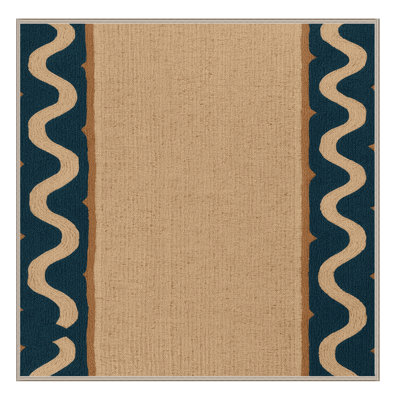 Washable Wave Borders Hawaiian Area Rug