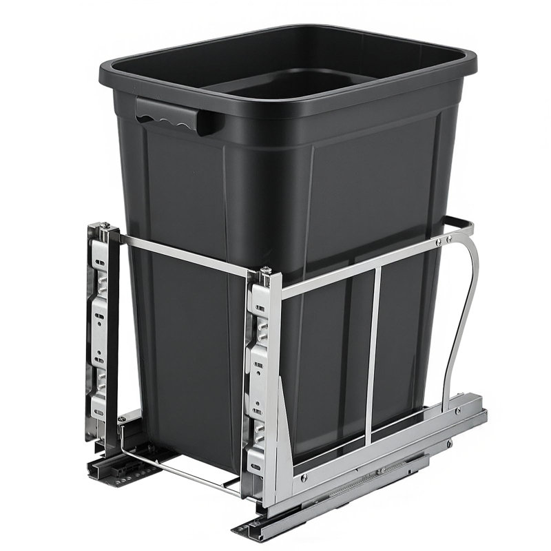 Poubelle escamotable 10 gallons sous l'armoire, ensemble de poubelle robuste sous l'évier avec glissières à fermeture en douceur | Poubelle coulissante pour la cuisine, la lessive | Nécessite