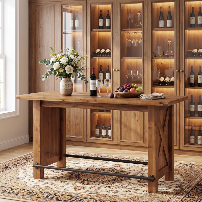 63‘’ Dining Table, Solid Wood Kitchen Table