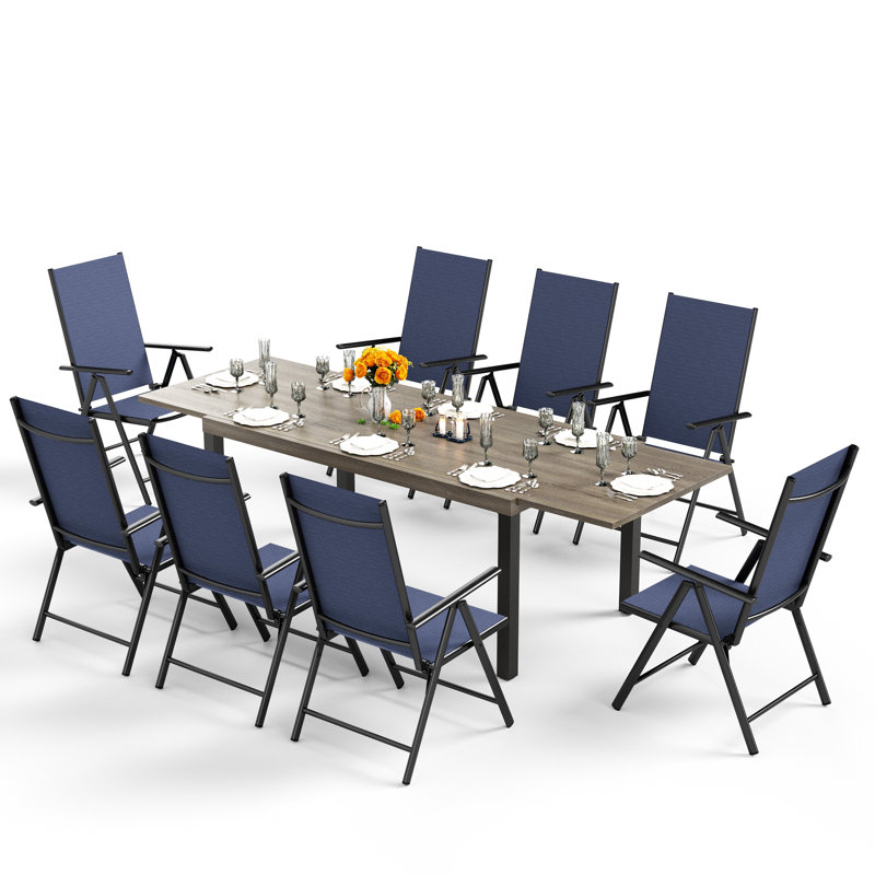 Ensemble repas extensible pour 8 personnes Rectangle, 8, Bleu