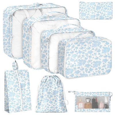 8 Set Packing Cubes For Travel, Luggage Packing Organizers Accessories Large Toiletries Bag For Clothes Shoes Cosmetics