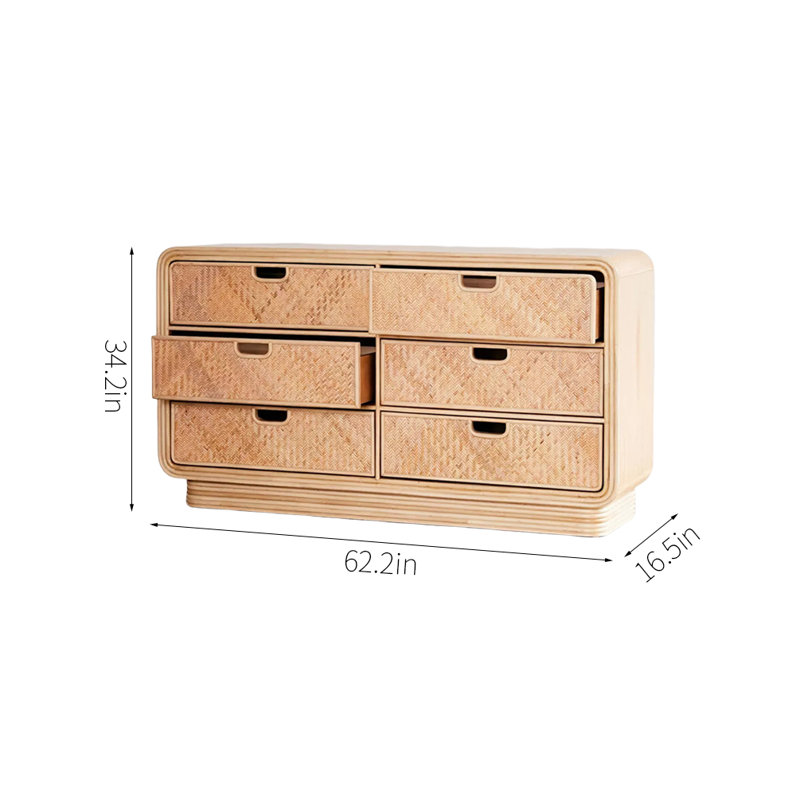 Armoire de hall d'entrée avec rangement en bois de rotin