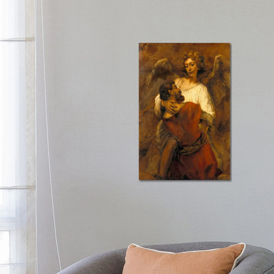 Jacob Wrestling With An Angel by Rembrandt Van Rijn - Wrapped Canvas Gallery-Wrapped Canvas Giclée