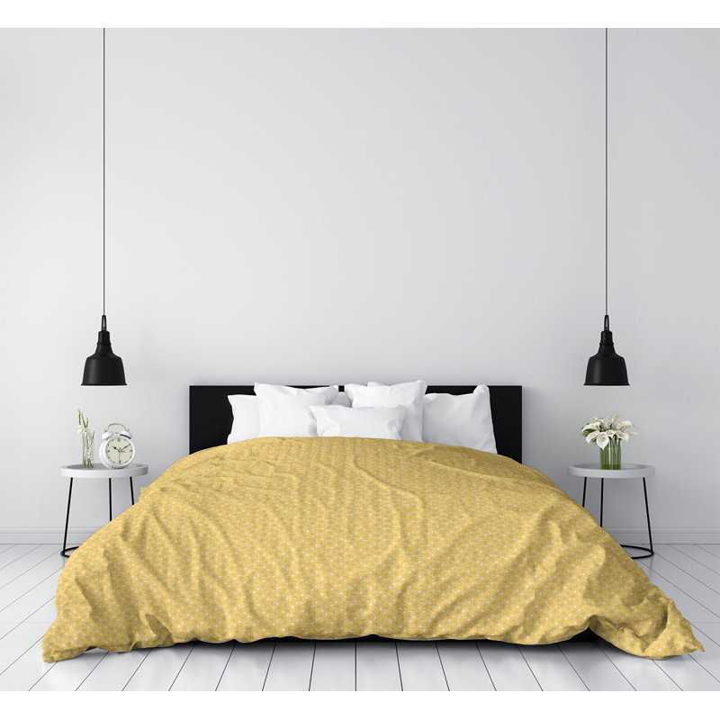 Housse de couette Katelyn Elizabeth, Housse de couette pour très grand lit, Jaune, Polyester brossé