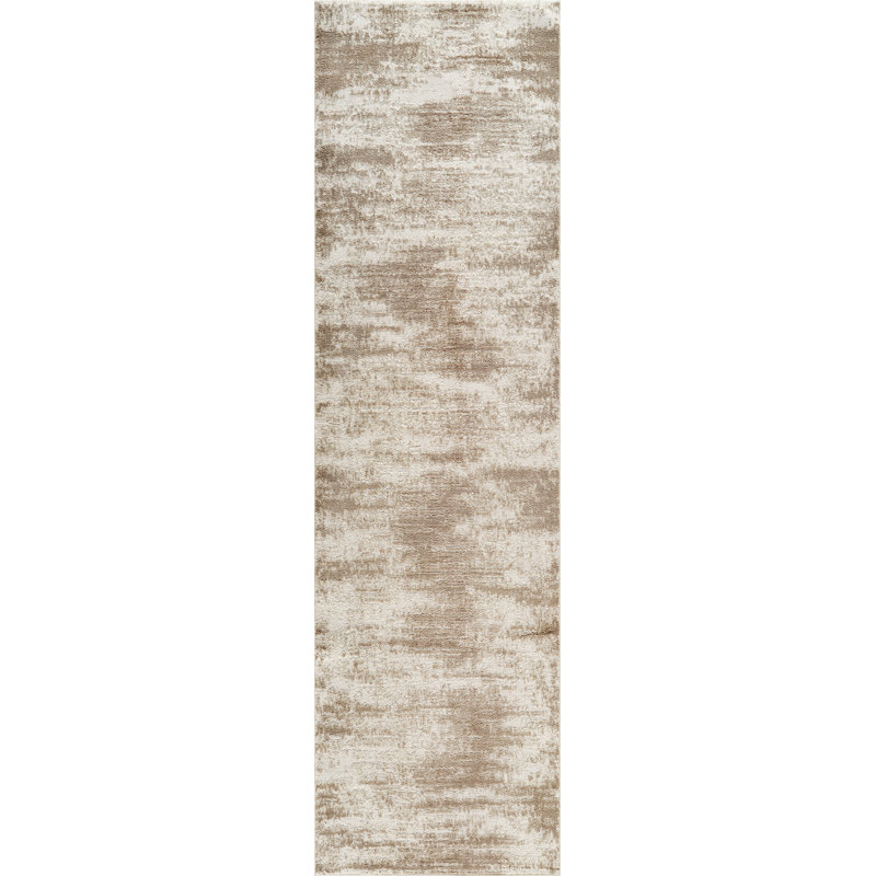 Adney Beige & Brown Abstract High-Low Modern Rug, 5'0" x 7'10", Beige/Brown