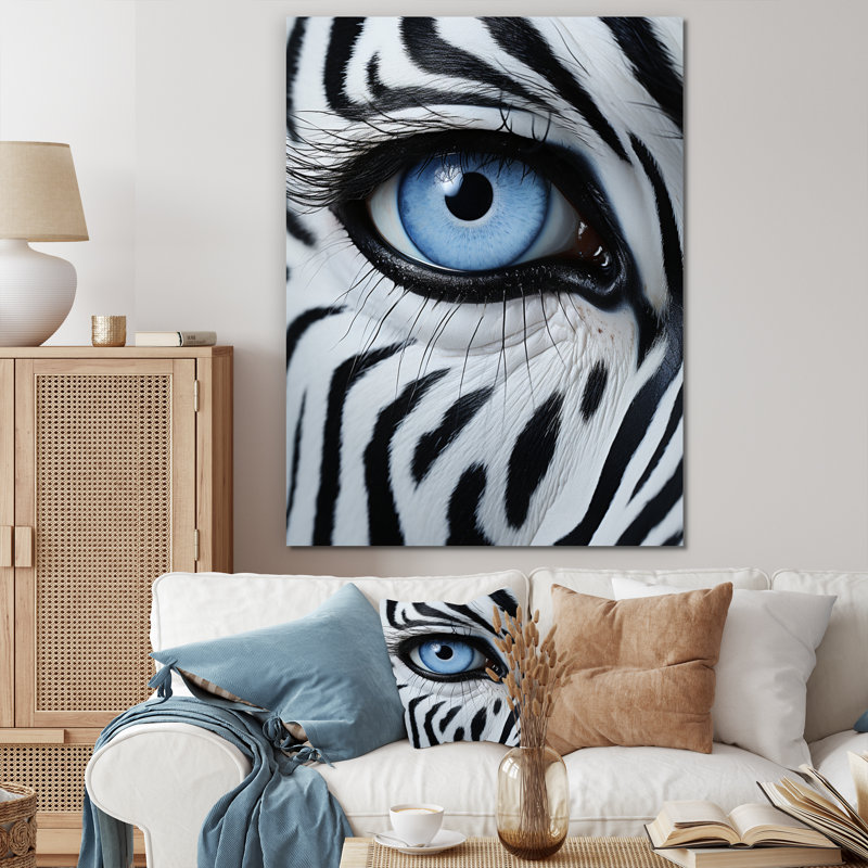 Motif zébré noir et blanc III sur toile, H 32 po x l 24 po x P 1 po