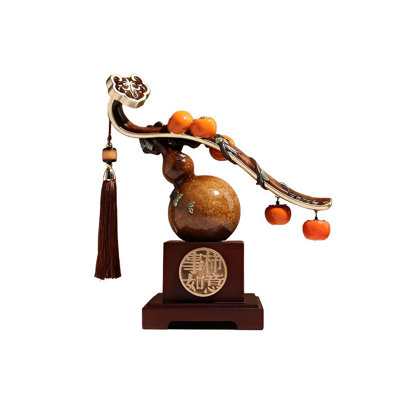 Gourd And Persimmon Ornament: High-End Home Decor For Living Room And Executive Office - Perfect Housewarming Gift