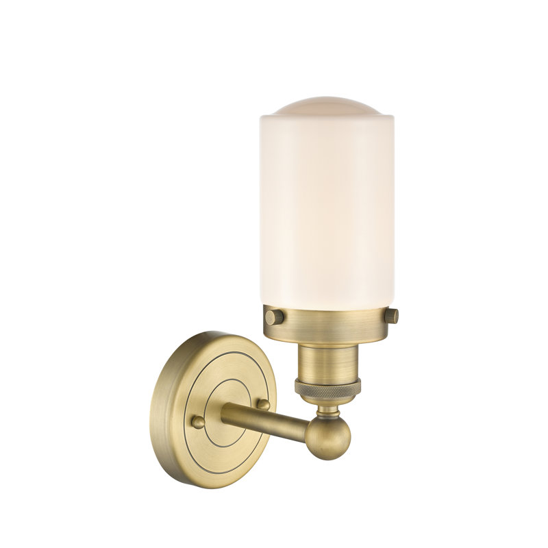 Cantril Armed Sconce, Matte White, Brushed Brass