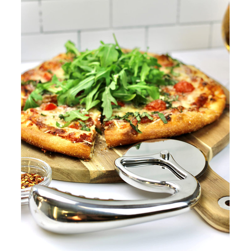 Ergonomic Stainless Steel Pizza Cutter Wheel with Curved Handle