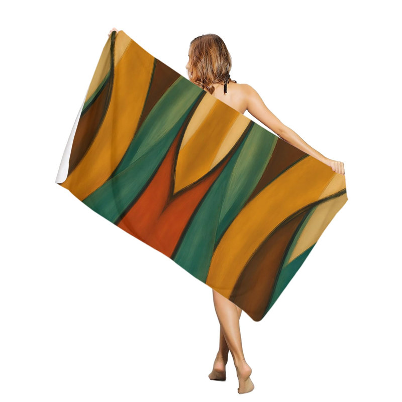 Serviette de plage extra large de style années 50, motif abstrait ondulé, séchage rapide, absorbant et doux, idéal pour la piscine ou la piscine. Dimensions : 127 x 152 cm. Un sac en toile assorti vous sera offert.