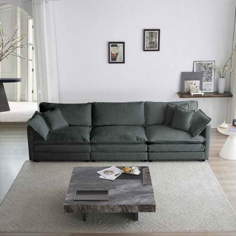 Haninerm Chenille Round Arm Loveseat, Grey, 3