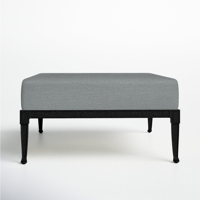 Wiltshire Outdoor Ottoman, Hedge Flannel Sunbrella® Flannel, Textured Black