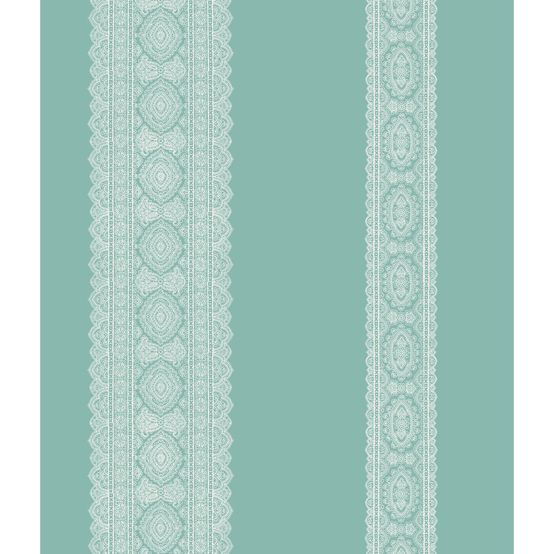 Papier peint embossé 3d 33 pi x 20,5 po motif cachemire Elouise, Turquoise