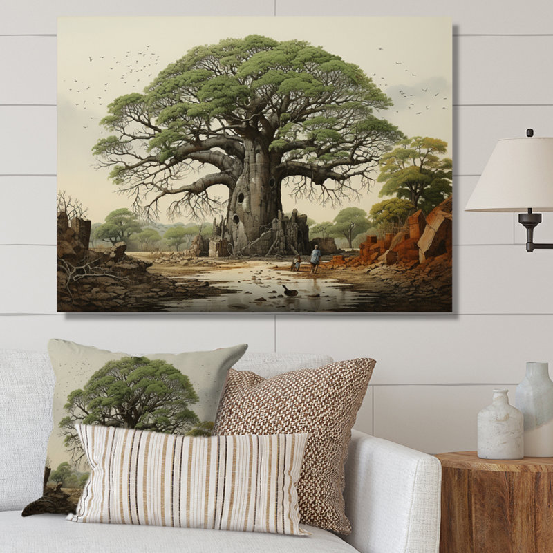 Baobab les gardiens II - impression, H 24 po x l 32 po x P 1 po, Toile tendue