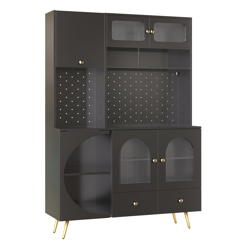 176cm Kitchen Pantry, Black