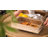 Set of 2 Rustic Brown Fir Wood and Iron Trays with Beaded Trim, Farmhouse Nesting Trays with Handles for Serving, Organizing, or Display, 19” and 16”