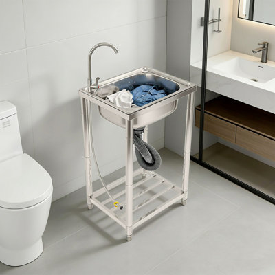 Stainless Steel Free Standing Single Bowl Kitchen Sink