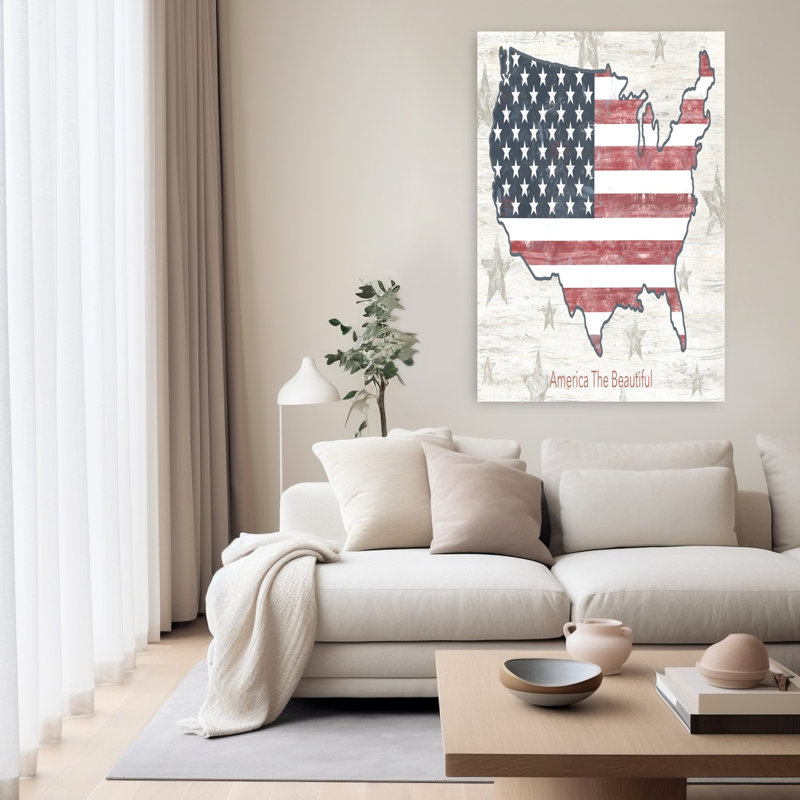 «America The Beautiful Map», art contemporain, H 40 po x l 60 po