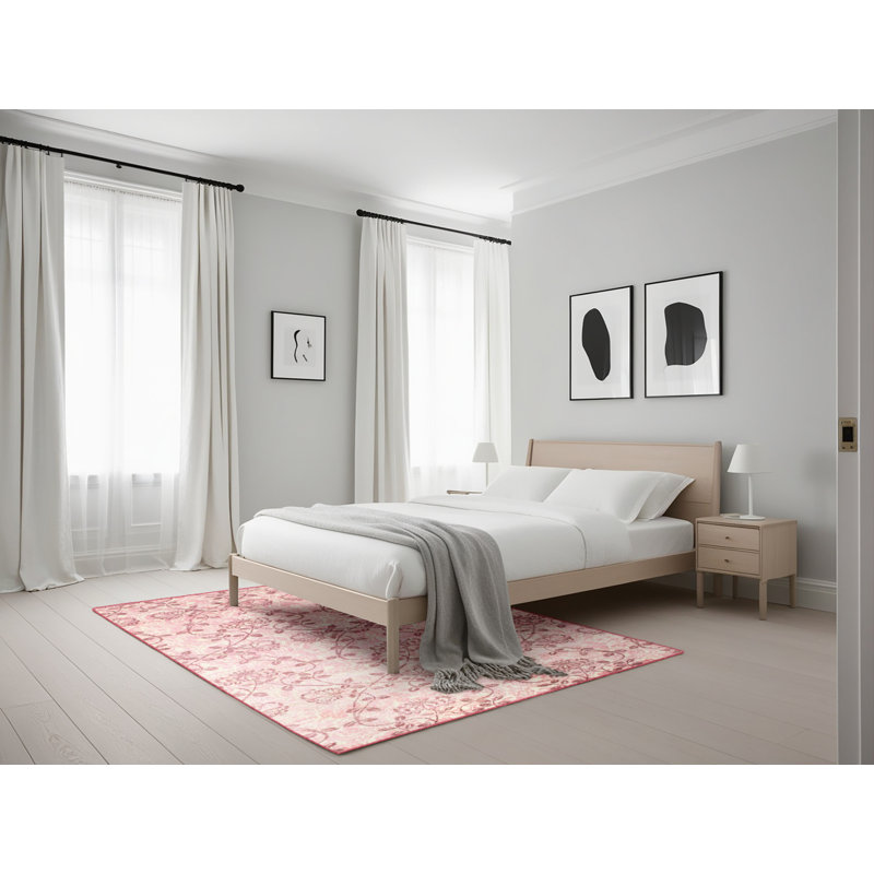 Tapis beige/rouge contemporain, Rectangle 5 pi x 7 pi