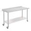 Table de travail en acier inoxydable avec roulettes - Table de préparation commerciale 60 po x 24 po x 35 po avec tablette et dosseret réglables - Établi robuste pour restaurant, cuisine et garage