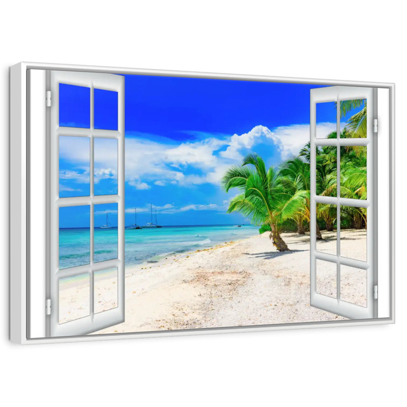 Fenêtre sur Malwae, Cadre flottant blanc, 37 po x 25 po