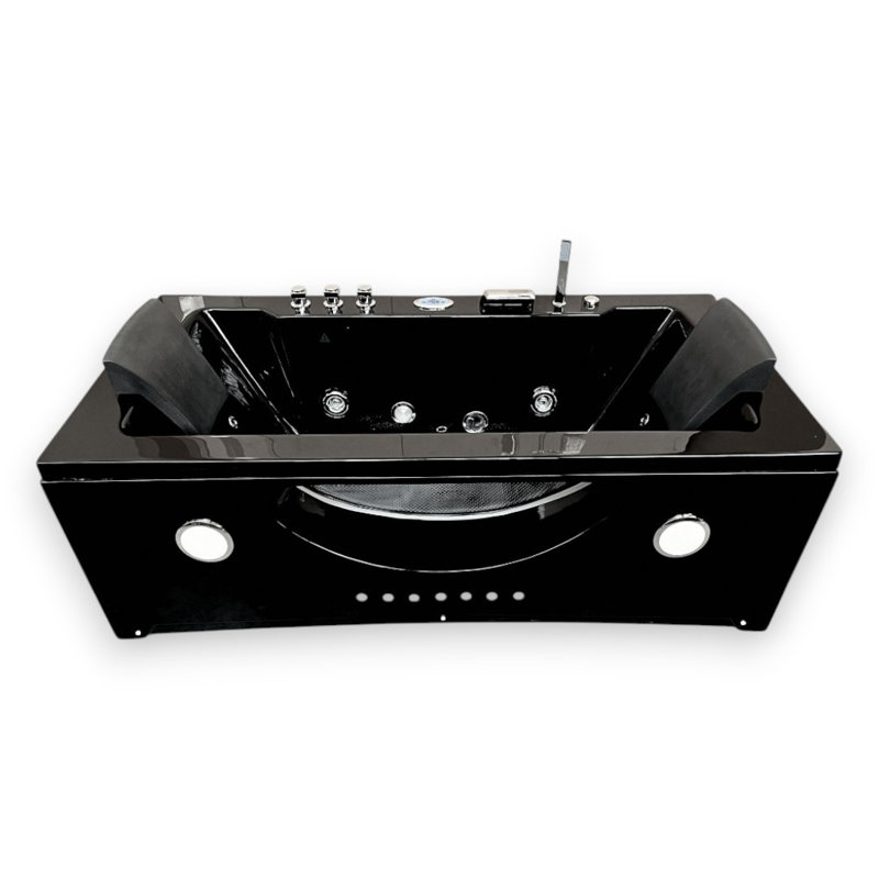 HYPNOTIC 71" x 36" 2-Person Black Whirlpool Bathtub with Dual Pump