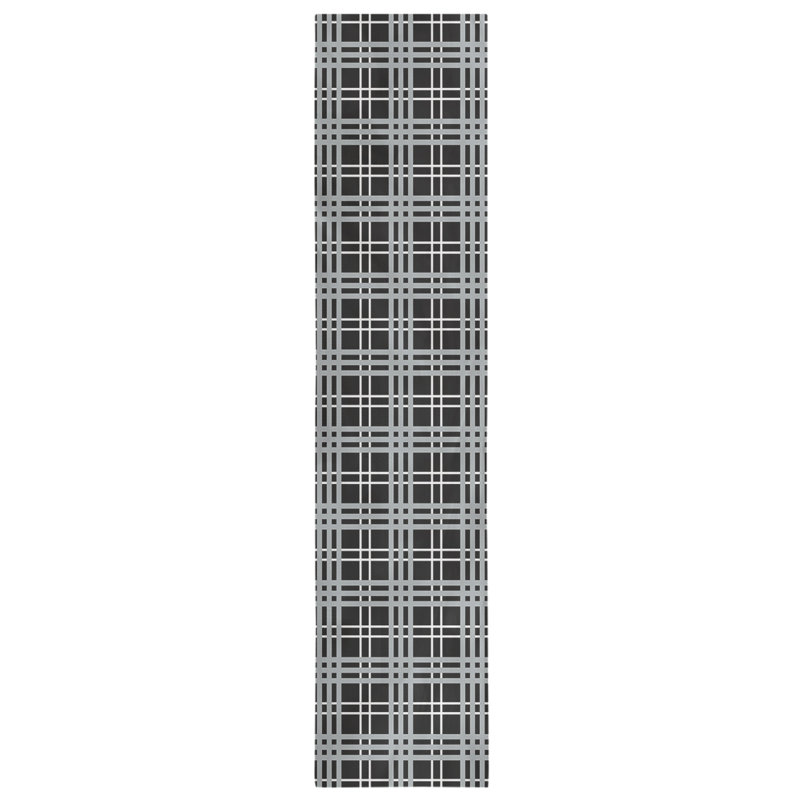 Paid Polyester Table Runner, 90" L x 16" W, Black/White/Silver