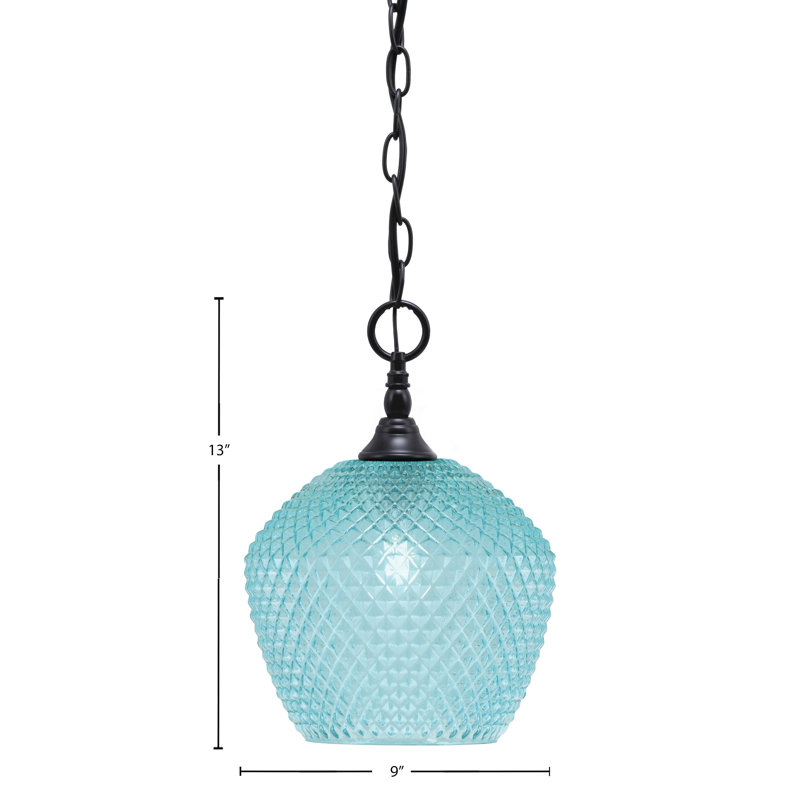 Mini-luminaire suspendu en chaîne avec verre, Noir mat