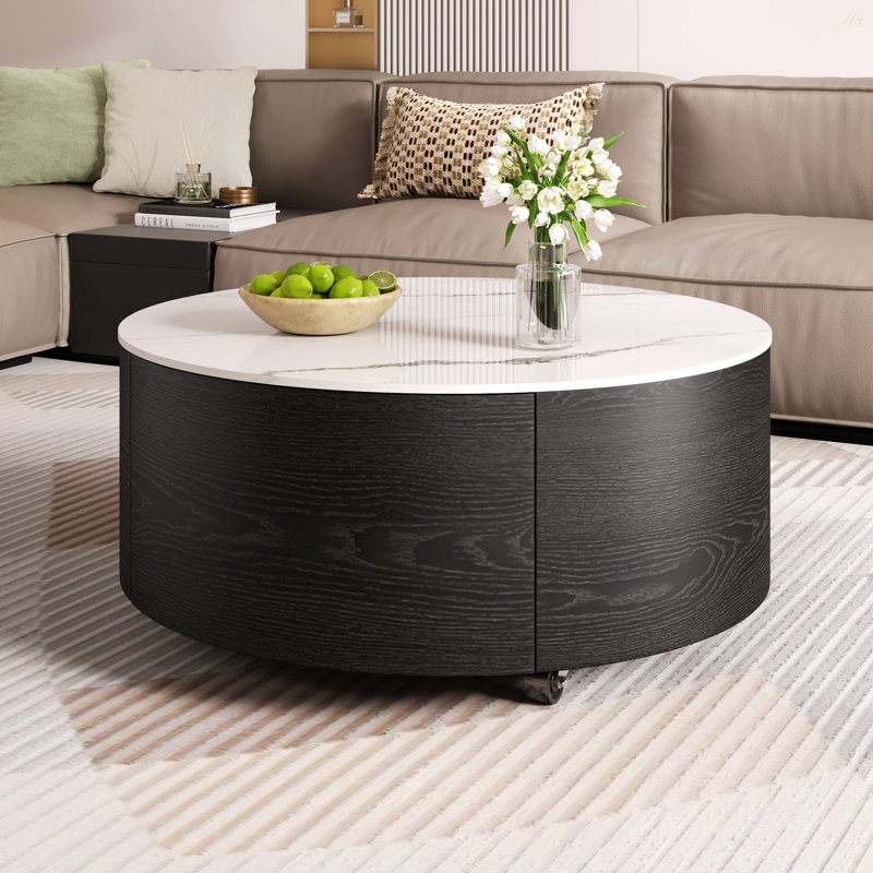 Table basse ronde avec rangement, Noir