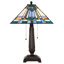 Lampe de table Clarion style Tiffany, abat-jour Empire en vitrail, 53 cm de hauteur -