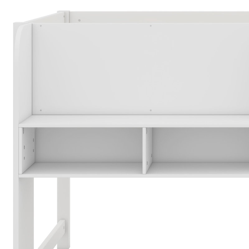 Lit mezzanine bas avec bureau intégré, Blanc