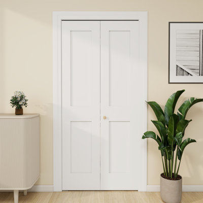 Quincaillerie incluse Portes intérieures pliantes en bois massif à 2 panneaux pour garde-robe